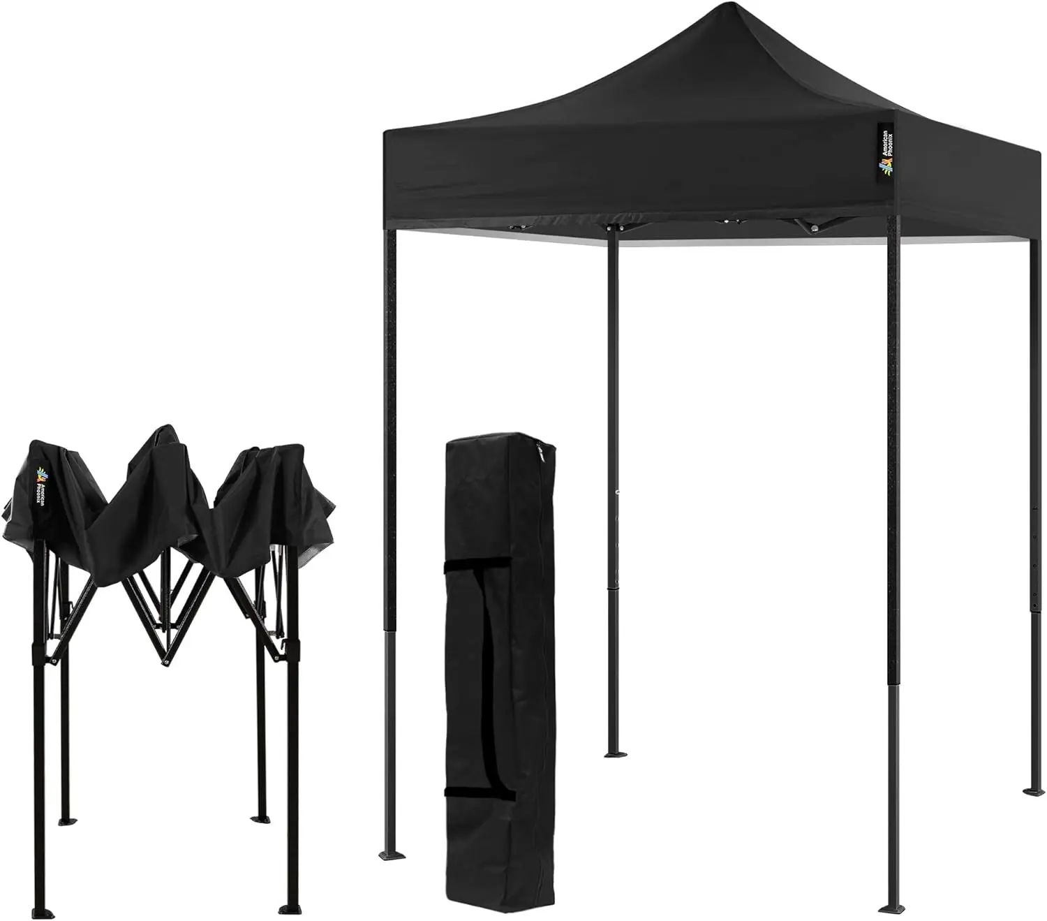 AMERICAN PHOENIX Canopy Tent 5x5 Pop Up Portable Tent Commercial Outdoor Beach Instant Sun Shelter (Black)