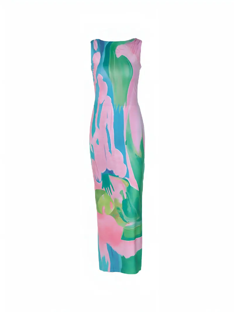 monet garden print sleeveless long dress Perfect Summer dress at @commense.official , Discount Code: mai_cqp_12 (Order over $49 ), Monet Garden Print Sleeveless Long Dress, SPU: OA240426049, #commense #cmsfam #commensereview #commensecrew