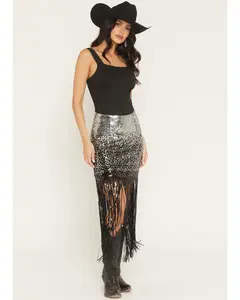 Synterra Ombre Sequins Fringe Mini Skirt