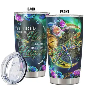 Dragonfly Pattern Tumbler, 20oz Insulated Tumbler, Stainless Steel Water Bottle, Drinking Cup for Home Office, Gift for Dragonfly Lover, Drinkware