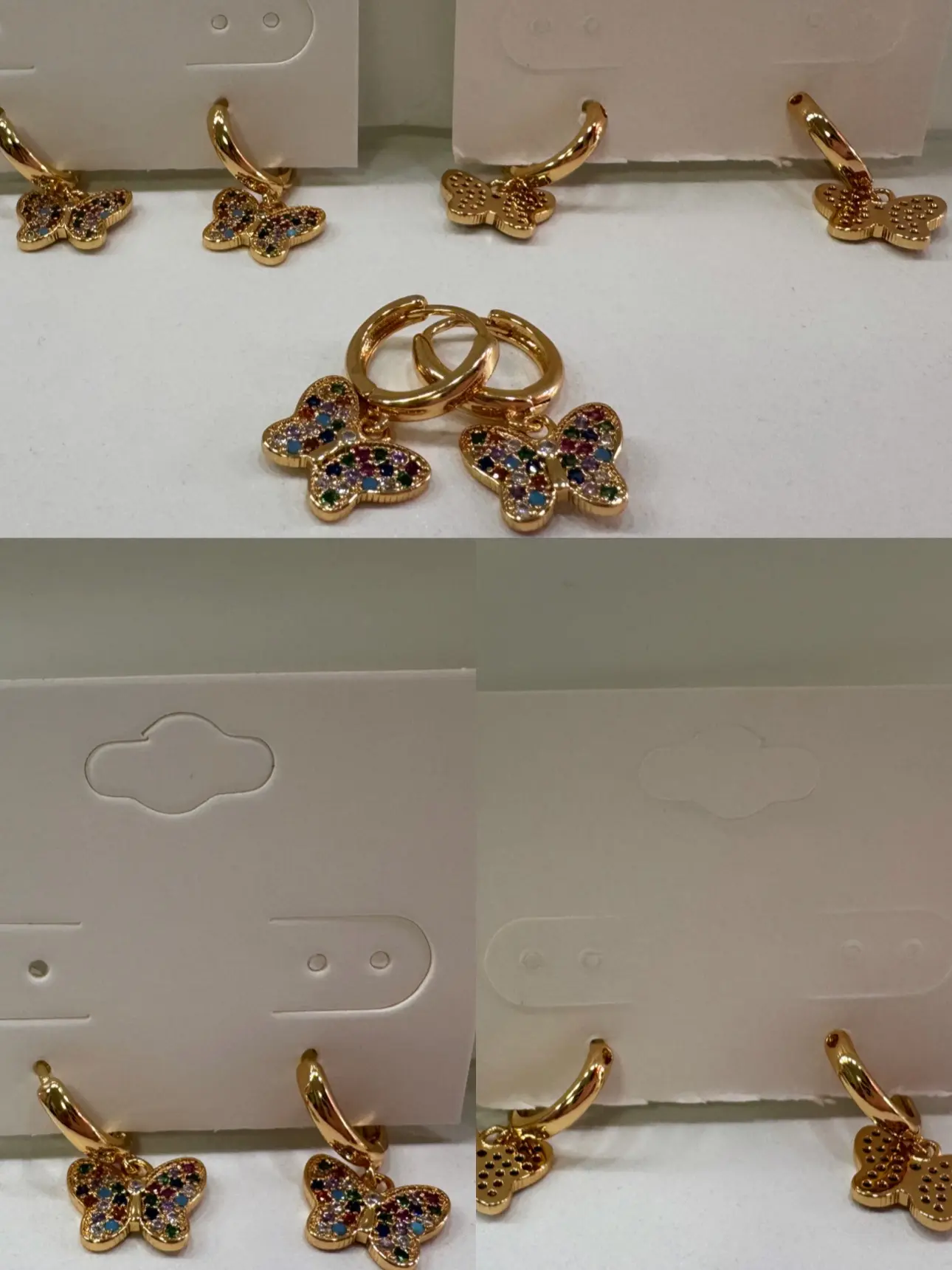 Gold Multi Color Butterfly Earring Set