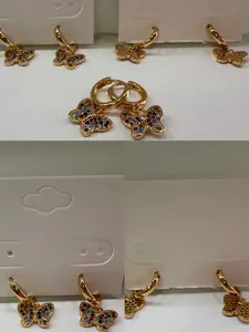 Gold Multi Color Butterfly Earring Set