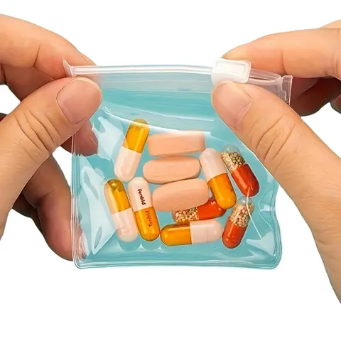 Clear Reusable Pill Storage Bags, 6 Counts Dustproof Zipper Pill Pouch Set, Portable Self Sealed Medicine Organizer, Vitamin Organizer, Supplement Organizer for Home & Travel, Summer for Gift, Pouch Organizer, Valentine's Day Gift