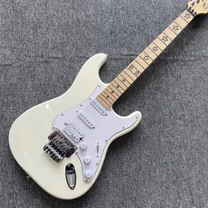 Milk White ST Electric Guitar, Alder Wood Body, SSH Pickups, Chrome Hardwares, White Pickguards