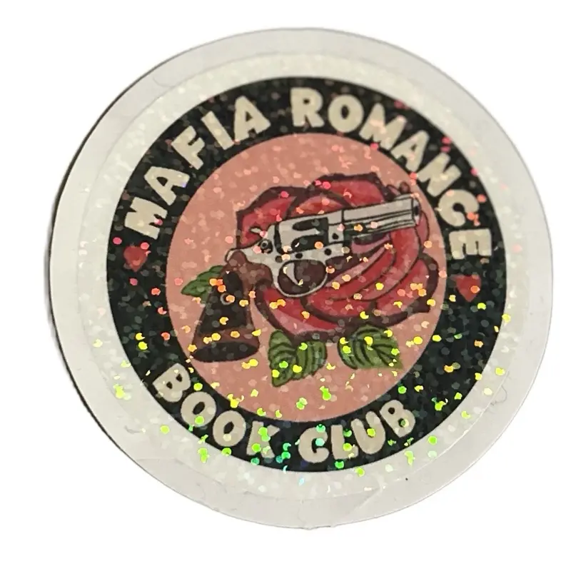 Mafia Romance Sticker - Glittery Rose & Gun Design for Book Club Enthusiasts