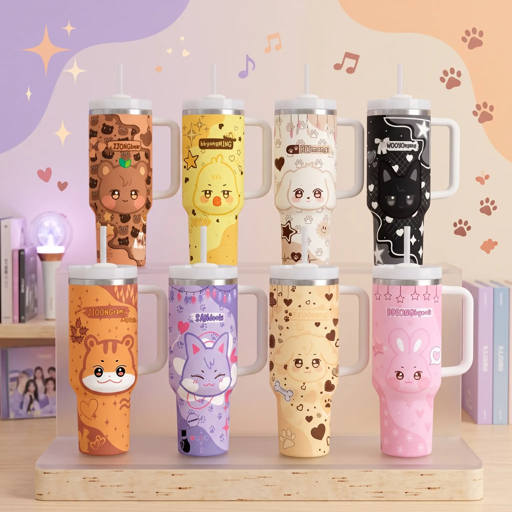 ANI.TEEZ K-Pop Character 40oz Insulated Tumbler With Handle And Straw