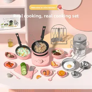 Real Cooking Mini Kitchen Set, Parent-Child Interactive, Actual Cooking Experience with Adapter Included