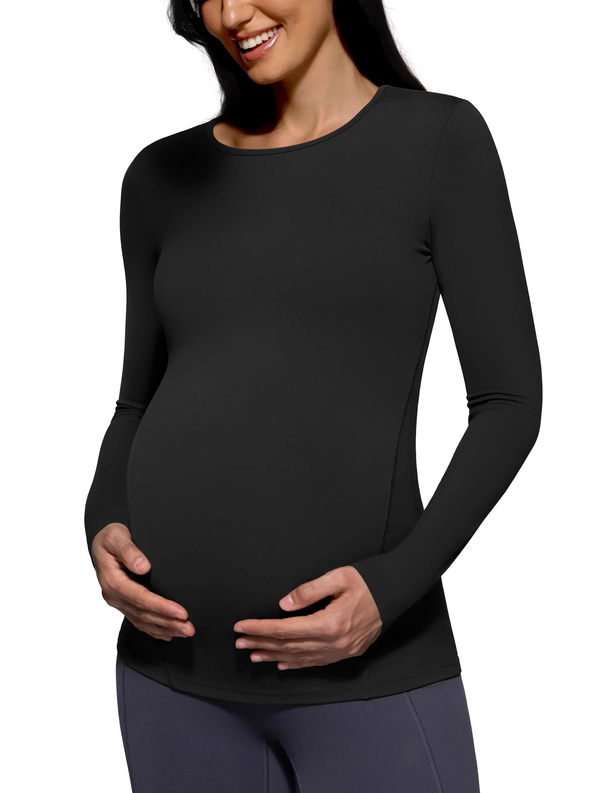 POSHDIVAH Women's Maternity Long Sleeve T Shirts Scoop Neck Pregnancy Tee Top Mama Clothes maternity top