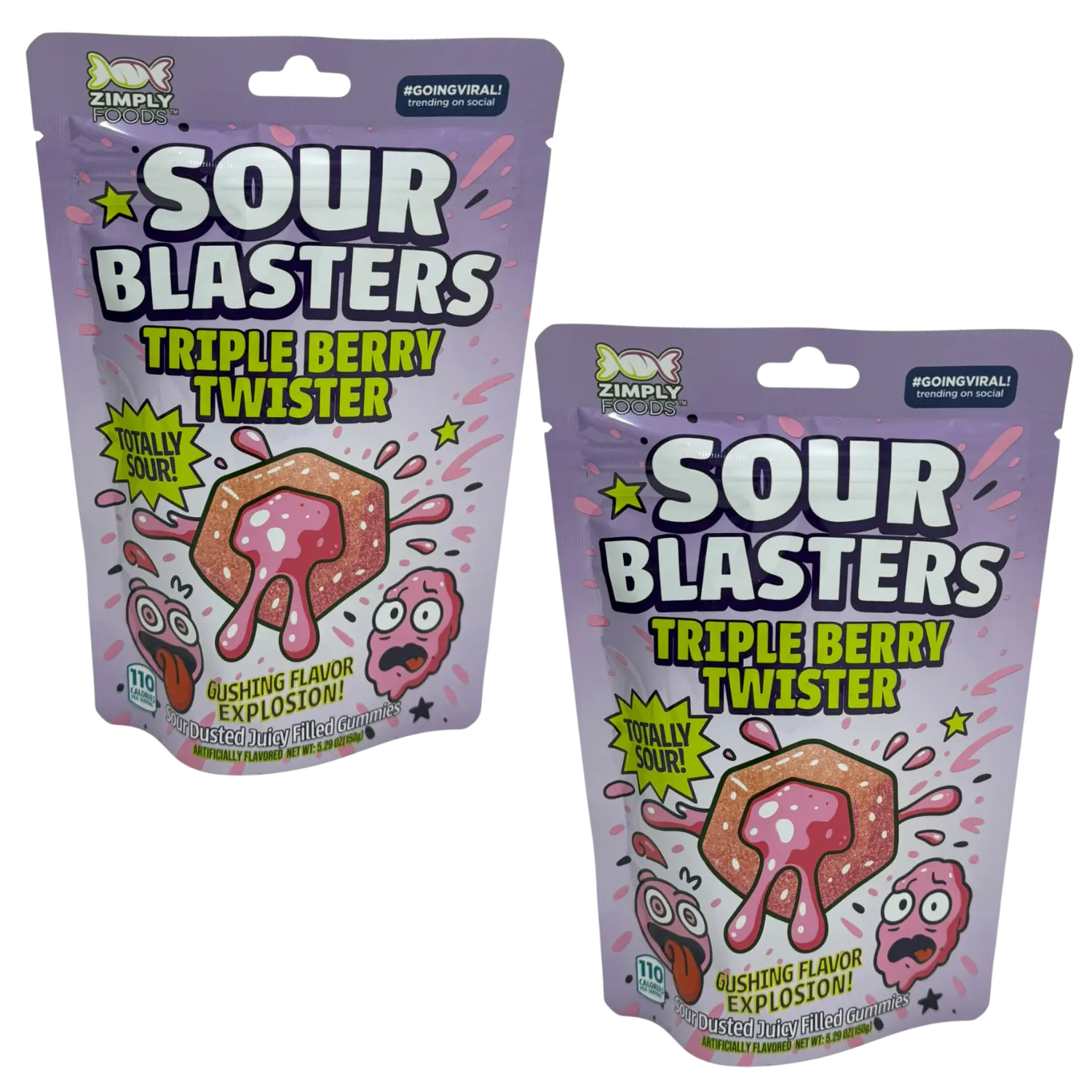 Sour Blasters Triple Berry Flavored Sour Gummies - Blueberry Storm Flavor Sour Gummies 2 Packs Each 5.29 Oz • Sour Blasters  • Super Sour Burst • Juicy Filled Candy • Intense Flavor Explosion