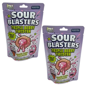 Sour Blasters Triple Berry Flavored Sour Gummies - Blueberry Storm Flavor Sour Gummies 2 Packs Each 5.29 Oz • Sour Blasters  • Super Sour Burst • Juicy Filled Candy • Intense Flavor Explosion
