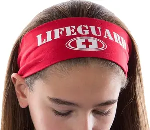 Lifeguard Headband Cotton Lycra Blend or Moisture Wicking Tie Headband