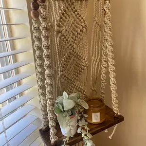 Handmade Macrame Wall hang with wooden shelf
