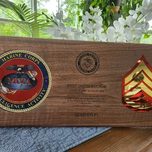 Marine Corps Custom Military Award Plaque with Command Logo and Rank