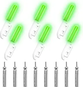 6PCS Fishing Glow Sticks，Night Fishing Rod, LED Fishing Pole Luminous Rod, Green Fishing Light with 8PCS CR425 Battery