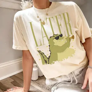 Retro Louis Later The Princess and The Frog Bayou Adventure Family Trip Cotton Fabric Casual Streetstyle Crew Neck Short Sleeve Soft-Washed T-Shirt Trendy Tops for Women for Men