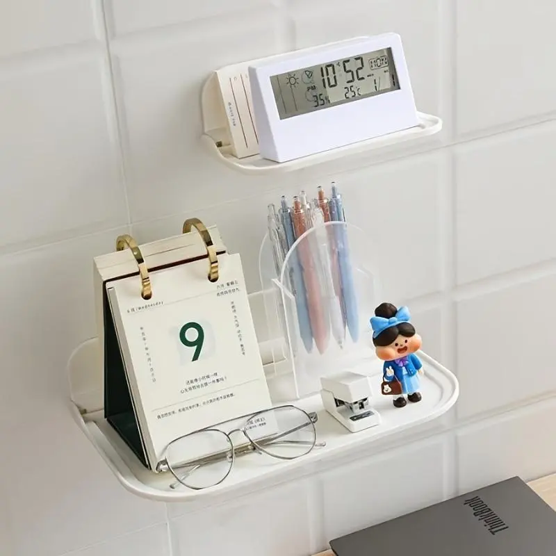 1pc Foldable Wall-mounted Shelf, Wall Mounted Organizer, For Bathroom, Toilet, Kitchen, Bedside, Dorm Room, No Drilling Phone Storage, Wifi Router Storage