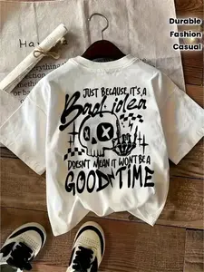 Unisex 100% Cotton Graphic Tee Edgy Skull Crossbones Print Shirt Casual Streetwear Soft Breathable Short Sleeve Crewneck Loose Fit Everyday Wear Urban Fashion Statement Durable Washed Cotton Aesthetic Top