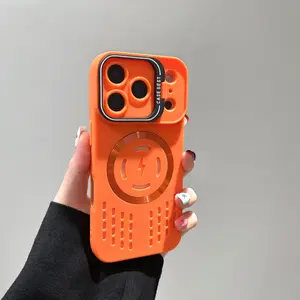 Magnetic Silicone Smartphone Case with Ice-Point Cooling, Invisible Lens Holder, Anti-Fingerprint Skin Feel for iPhone 17 Pro Max/16/15/14/13 – Portable Cellphone Handheld Accessories