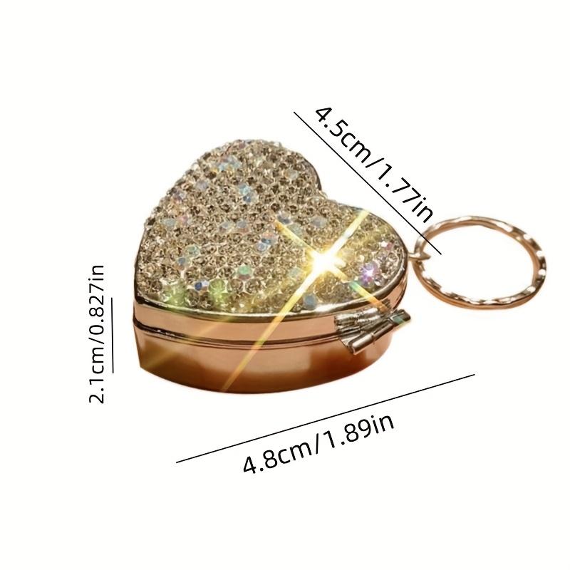 1Pc Luxury Love Medicine Box with Artificial Diamond Inlay, Portable Multifunctional Capsule Tablet Storage Box, Creative Small Item Organizer