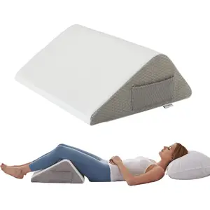 Knee Pillow for Back Sleeping, Leg Knee Wedge Pillow, Memory Foam Wedge Pillows for Legs Post Surgery, Triangle Pillow for Knee Support, Leg Elevation, Knees Hip Back Pain Relief, White