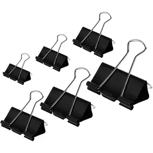 Binder Clips Paper Clamps Assorted Sizes 100 Count (Black), X Large, Large, Medium, Small, X Small and , 6 Sizes in One Pack, Meet Your Different Using Needs.
