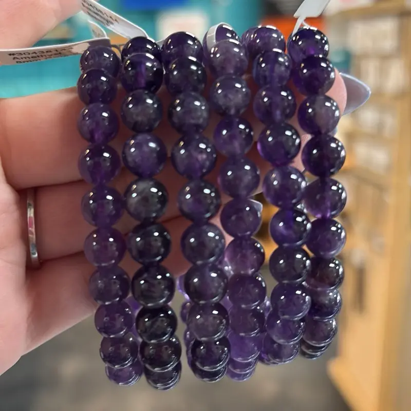 Amethyst Bead Bracelet 8mm