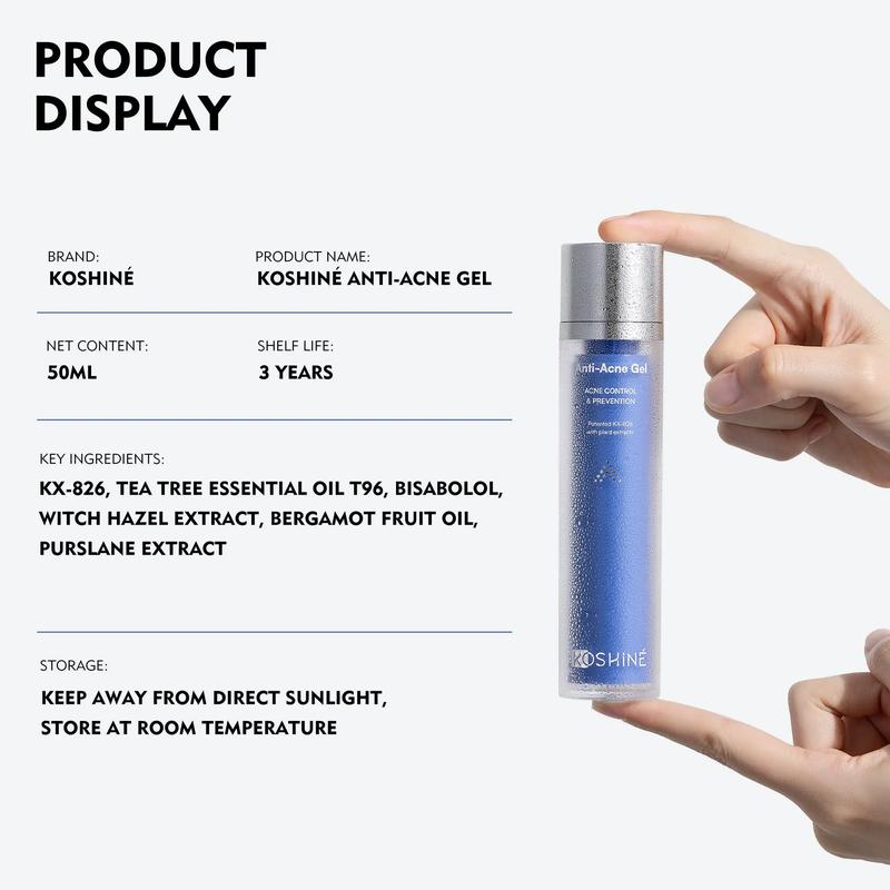 KOSHINÉ KX-826 Anti-Acne Gel | Advanced Skincare for Clearer, Balanced Skin Suitable for Men and Women(50ml))