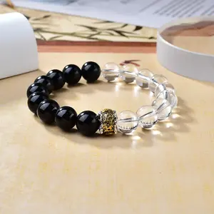 White Crystal Black Tourmaline | Protection Bracelet, Grounding & Positive Energy