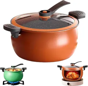 8 Quarts Large-Capacity Multifunctional Micro Pressure Cooker, Non-Stick Pot with Glass Cover Anti-Scalding Handle, Easy to Clean, Fits for Induction Cooker and Gas Stove