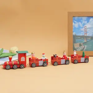 Christmas Train Decoration, Holiday Gift, Wooden Display Piece, Christmas Decorations, Toys, Fir Tree Material, Made in China