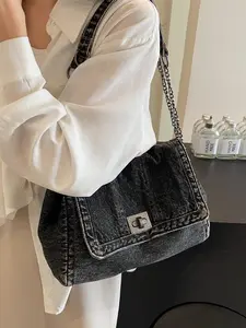 Women's Fashionable Denim Shoulder Bag, Casual Versatile Crossbody Bag for Work, School, Daily Commuting, Shopping, Dating, Practical Women's Shoulder Bag, Casual Crossbody Bags