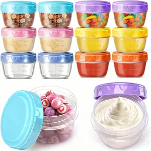 Salad Dressing Container to go, Leakproof Sauce Containers, 2.7 OZ Dressing Containers with   for  Storage,  Sauce Cups, Dishwasher Safe (12 Pack)