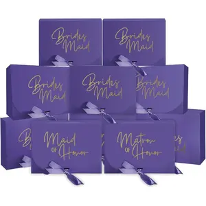 10 Pack Bridesmaid Boxes Bridesmaid Proposal Boxes,Will You Be My Bridesmaid Box,Maid of  Proposal Box,Matron of   Box for Bridesmaid Gifts(BM-Light Purple)