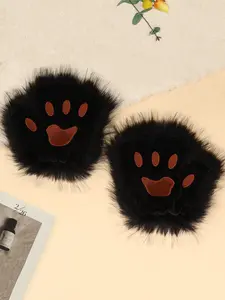 Wolf Paw Gloves Faux Fur Cat Fingerless Mittens Winter Warm Cosplay Halloween Fancy Party Costume Accessories