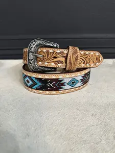 Tapper 1 3/4 Tapper 1 1/2 Beaded Belt RHC-2021 with Decorative Beads and Unique Design