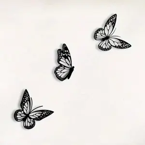 Butterfly Pattern Wall Decor, 3 Counts/set Metal Wall Art, Wall Hanging Decor for Home Living Room Bedroom Garden, Hangable