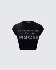 Shirin Black Pisces Rhinestone Top