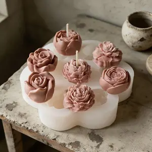 7-hole mixed flower silicone mold, suitable for DIY candle making and home decoration, ideal for holidays and housewarming gifts, Handmade Gifts