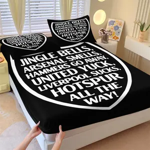 Tottenham Support Slogan Print Bed Sheet Set (with 2 Pillowcases) - Soft & Cozy, Premium Gift, Transform Bedroom into Team Support Space Instantly