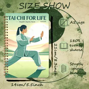 Fitness Plan Spiral Notebook | Tai Chi Fitness Guide | Includes 5-Minute Morning Tai Chi Routine, Breathing Meditation Records, Emotion and Energy Journal | A5 Size | Practice Progress Tracking, Health Assessment Form | The Best Wellness Gift for Yourself