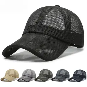 Men's Summer Baseball Cap Hollow Out Mesh Breathable Sun Hat for Outdoor Sports Golf Hiking Running Lightweight Adjustable Visor Cap Quick Dry UV Protection Casual Trucker Hat