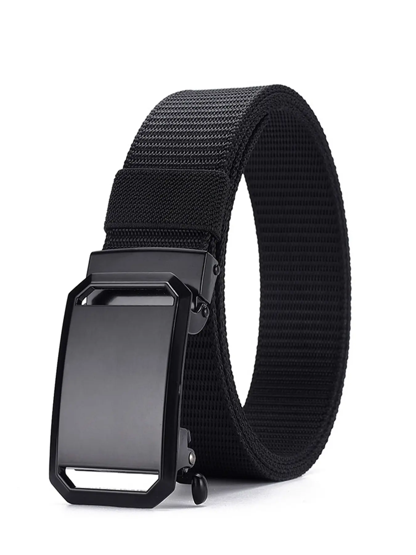 Men's Elastic Nylon Belt, Adjustable Auto-Snap Buckle, Quick-Release Tactical Waistband, Ideal for Jeans and Work Pants, Casual Wear, Durable Belts, Easy Adjustable Belt