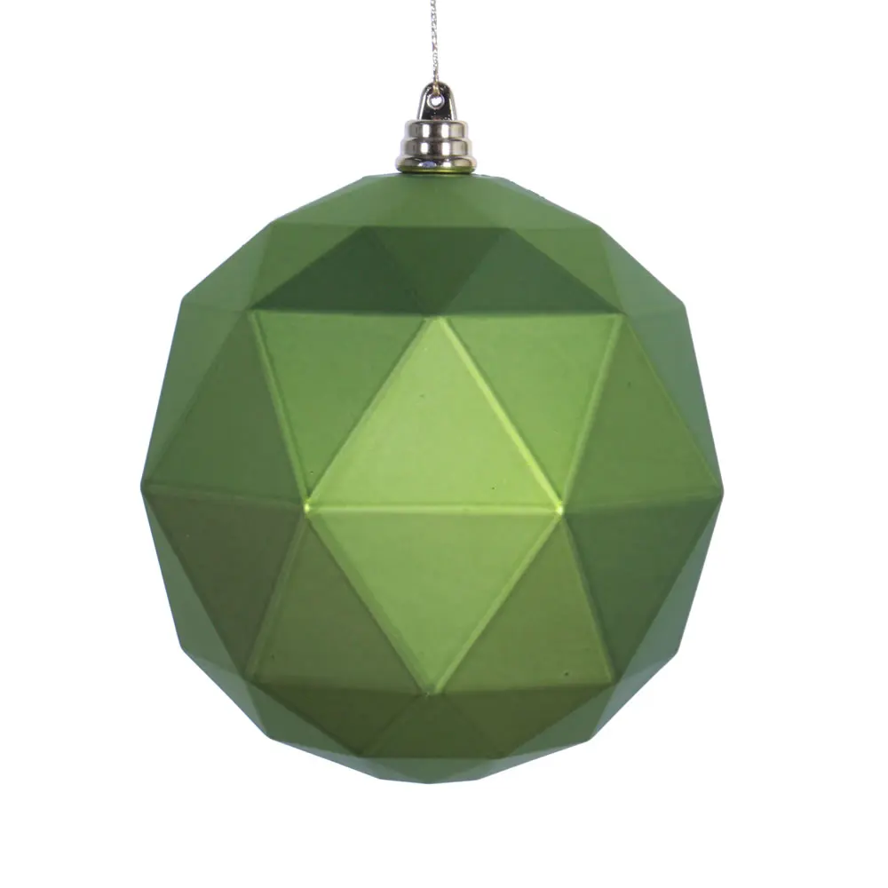 212 MAIN 8 in. Matte Lime Plastic Ball-Shape Geometric Christmas Ornament, Festive Decoration, Holiday Gift, Party Supply