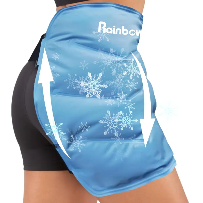 Hip Ice Pack Wrap with Straps, Reusable Gel Cold Compression for Hip Replacement, Soft Plush Lined Cold Packs for Sciatic Nerve Discomfort Relief