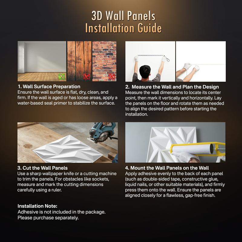 Nitte 33PCS PVC 3D Wall Panels, Geometric Block Design, 11.8"x11.8" (30x30cm), Black and White – Perfect for Modern Accent Walls in Living Rooms, Bedrooms, Offices, and More