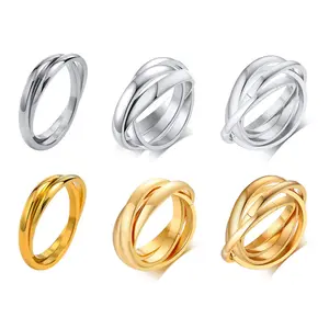 FF11 Intertwined Stainless Steel Ring Set| Minimalist Rolling Band Fidget Ring