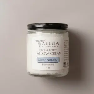2-4 Ingredient Face and Body Beef Tallow Cream-All in One Clean, Hydrating, Non- Comedogenic, Skin Calming Formula