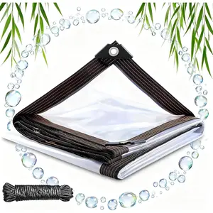 Transparent Waterproof with Grommets, Size:7x10 FT, 4mil Thick Tear-Resistant PVC Tent Cloth, Suitable for Balcony rain coverwinter Plant Greenhouse