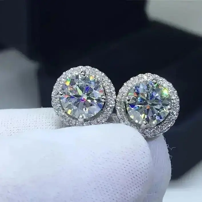 SocoSparkly Moissanite Inspired CZ 1ct Stud Earrings, DDMS0004 Brilliant Cut Cubic Zirconia, Solid 925 Sterling Silver, Hypoallergenic