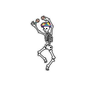 Dancing Day Of The Dead Skeleton Sticker, Waterproof Sticker for Laptop, Phone, Luggage, Computer, Flask, Mug, Car Bumper, MacBook Decals, Laptop Water Bottle Decal Sticker